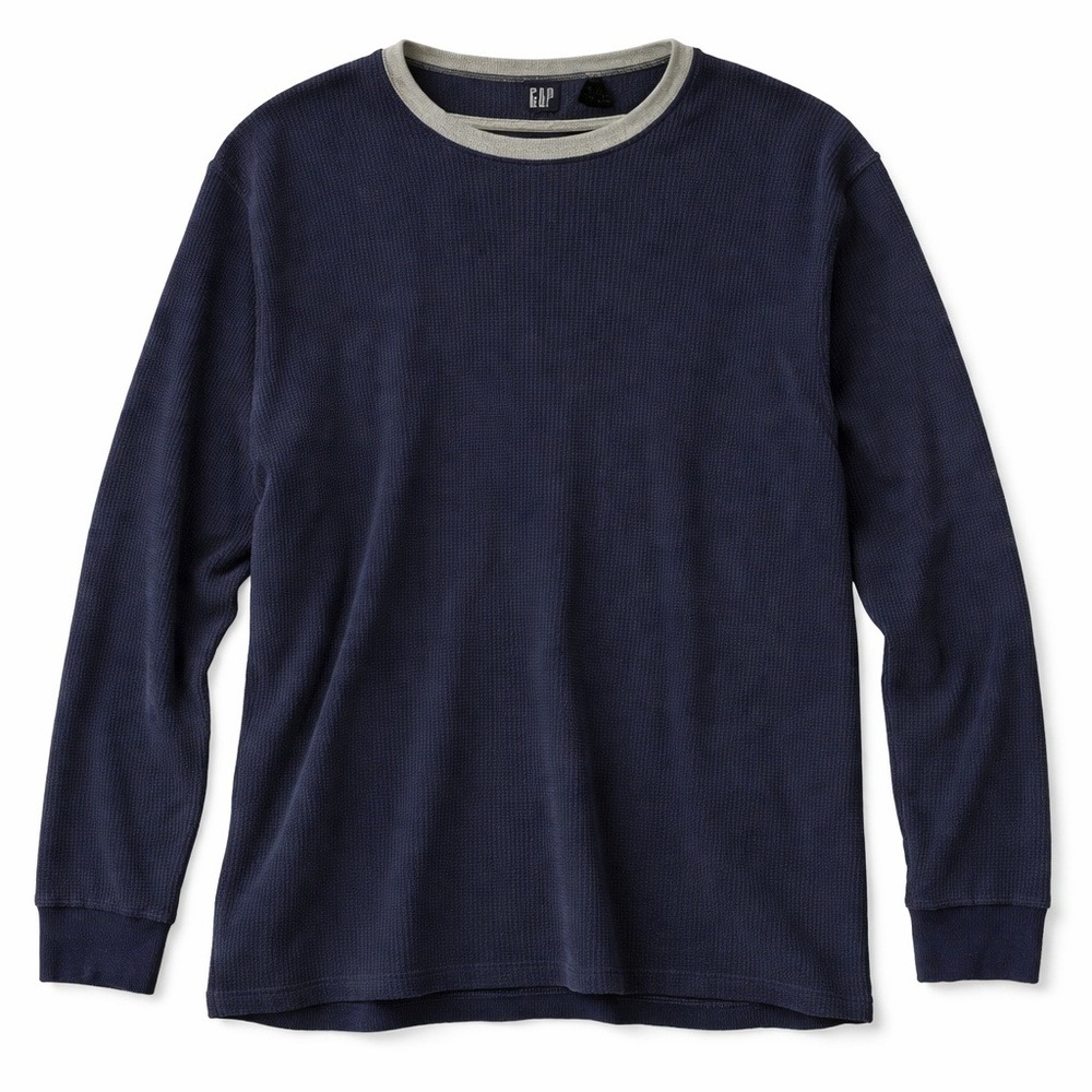 Gap Vintage Waffle‎ Knit Thermal Shirt  XXL Navy Blue Long Sleeve Top Outdoors